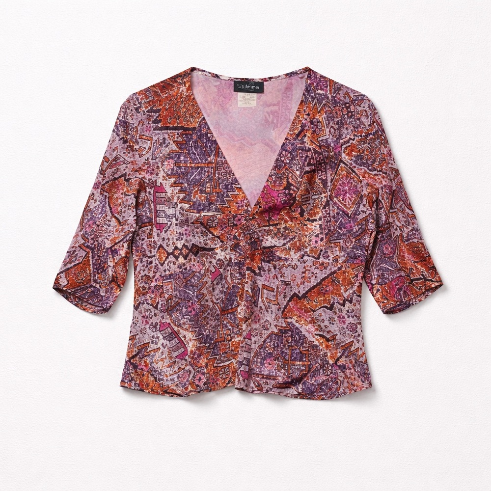 Libra XL Modern Tribal Print Polyester Spandex Blend Blouse